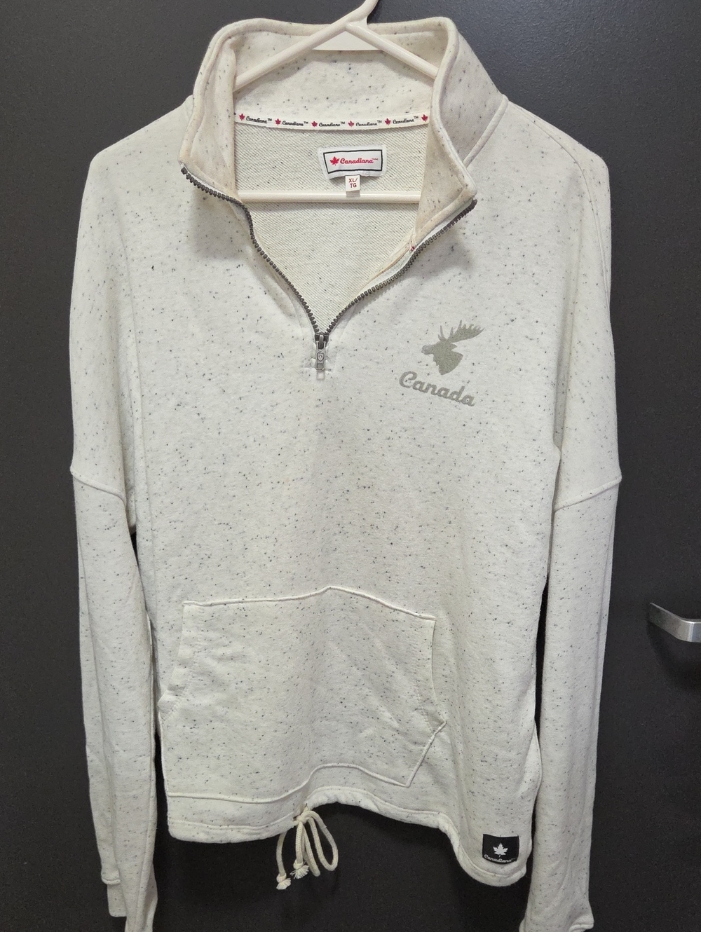 Roots Cream Speckled Half-Zip Sweater